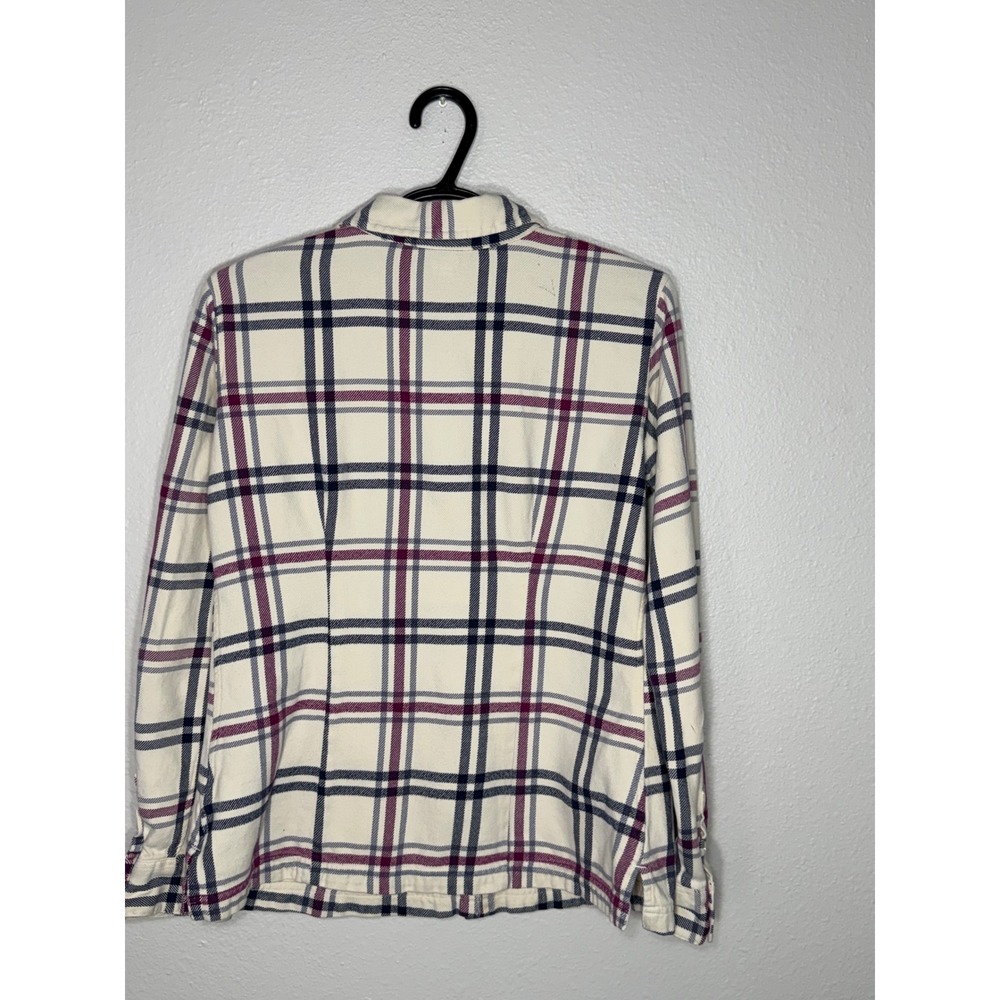 Patagonia Womens Organic Cotton Plaid Button Down Cream Navy Burgundy Size 8 - Picture 4 of 8